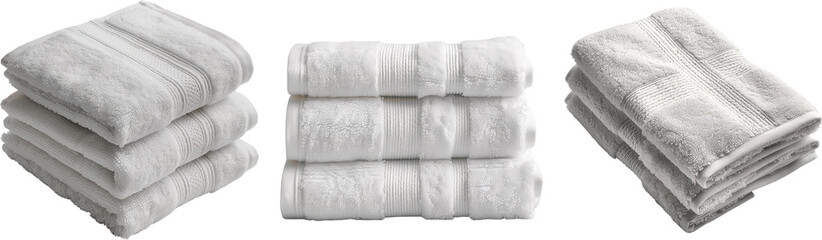 folded white towel isolated on transparent background, white towel PNG