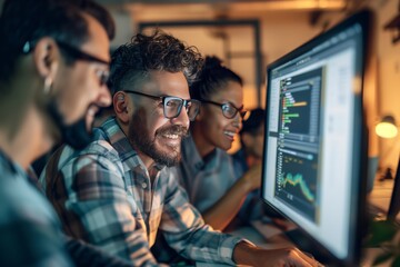 Fototapeta premium Successful Group Learning Software Engineering and Business