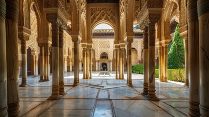 Fototapeta premium the Alhambra, Granada, Spain, medieval palace and fortress, Moorish architecture,nice mood on nice background