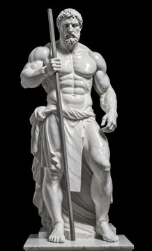 hercules statue isolated on black background