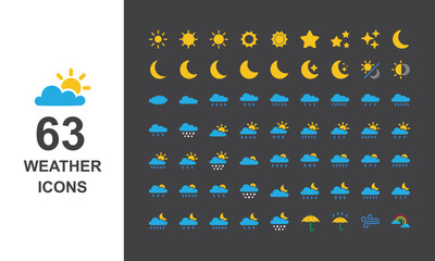 weather icons pack set for design graphic
