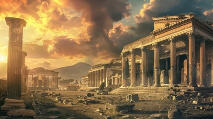 Obraz premium the Pompeii Ruins, Naples, Italy, ancient Roman city, archaeological site,nice mood on nice background