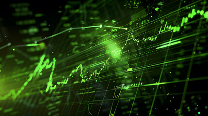 Fototapeta premium stock market chart with a clear uptrend shown at a dynamic angle, green colour