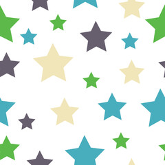 Fototapeta premium Colorful stars seamless pattern. Starry Sky Colorful Background. Festive Stars Wallpaper.