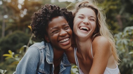 Naklejka premium the joyful women friends