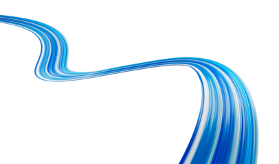 Abstract 3d twisted blue flow liquid shape. Acrylic paint stroke. Modern design 3d illustration

