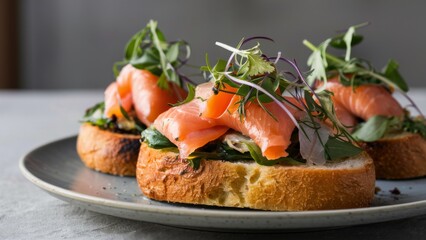 A close up of a plate with some food on it, AI