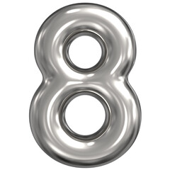 3D Rendering Of Number 8 Silver