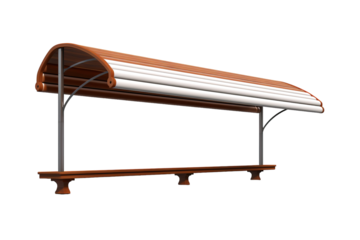 A Wooden Awning Providing Shade on a Sunny Day on a Clear PNG or White Background.