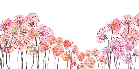 Sfondo con giardino di delicati fiori con lo stelo lungo © sommaria