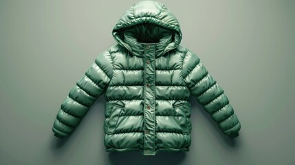 A green jacket hung on a wall, perfect for decorating or as a prop