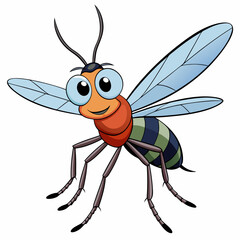 A Cartoon vector illustration of a mosquito 
