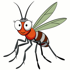 A Cartoon vector illustration of a mosquito 
