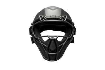 Protective Baseball Catchers Mask With Visor on a Clear PNG or White Background.