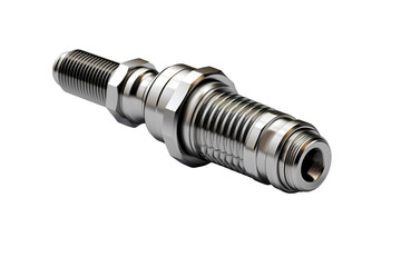A Close-Up View of a Shiny Metal Connector on a Clear PNG or White Background.