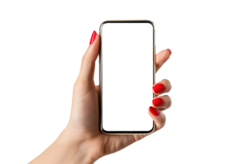 woman hand hold mock-up phone