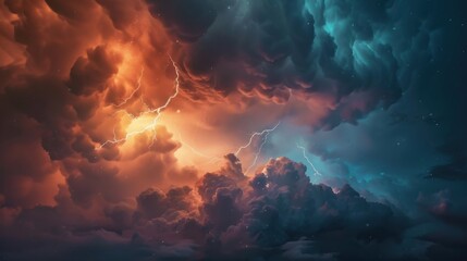 Summer Storm: Dramatic Fork Lightning Strikes Through Stormy Sky