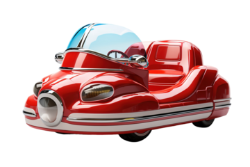 A Retro Red Roadster Dream Car, A Futuristic Vision of the Past on a Clear PNG or White Background.