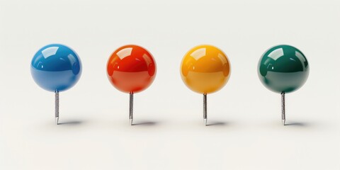A stack of colorful push pins sitting on top of each other, great for illustration, decoration or office supplies