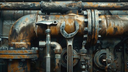 A detailed view of rusty old pipes