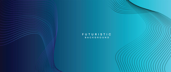 Abstract Peacock Blue, Ocean Dark Blue Technological Modern Flowing Wave Line Background. Teal Blue and Black Digital Future Technology Web Banner Background for Presentation, Cover, Slide, Magazine