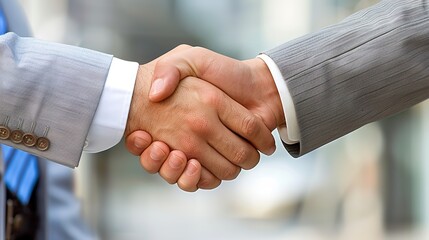 Close-up of Business Executives Shaking Hands in Success - Partnership Agreement Symbolism