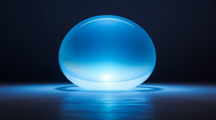 Abstract Digital Artwork of a Glowing Blue Orb with Ethereal Illumination