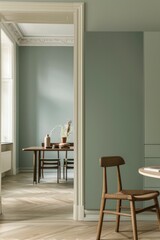 A cozy dining room with a wooden table and chairs, perfect for family gatherings or intimate dinners