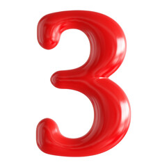 Red 3D Number 3