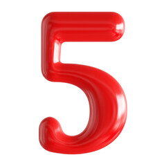 Red 3D Number 5