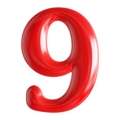 Red 3D Number 9