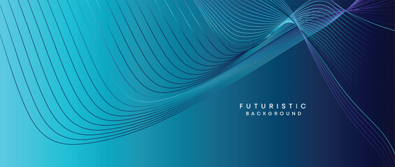 Abstract Peacock Blue, Ocean Dark Blue Technological Modern Flowing Wave Line Background. Teal Blue and Black Digital Future Technology Web Banner Background for Presentation, Cover, Slide, Magazine