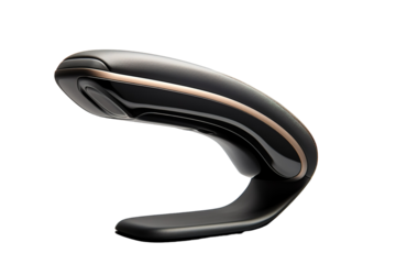 Sleek Black And Gold Scanner On White Background on a Clear PNG or White Background.