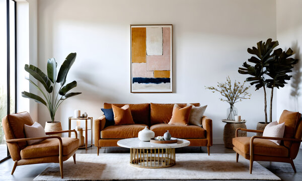 Interior designers relaxing on comfortable chic sofa