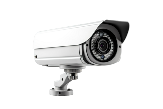 A Modern Security Camera Lens Captures the Moment in Time on a Clear PNG or White Background.