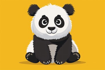 Obraz premium Cute Cartoon Panda with Big Eyes and Happy Smile, Perfect for Kids - Generative ai