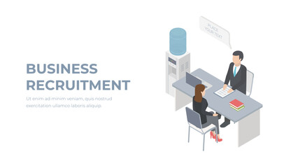 Job agency. Job interview, recruitment agency vector illustration.