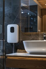 Fototapeta premium A modern bathroom with a sink and a mirror