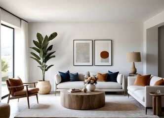 Interior designer selecting a color palette for a contemporary living room with color swatches