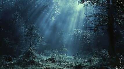 Mystical Rays: Sunlight Piercing Through the Enchanting Forest
