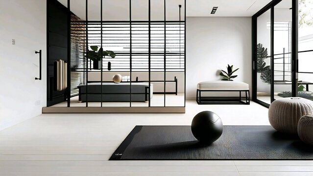 Modern Minimalist Home Gym Space With Yoga Mats and Exercise Equipment Alternative 1