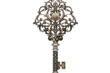 A Gilded Ornate Key Beckons, Ready To Unlock A World Of Possibilities on a Clear PNG or White Background.