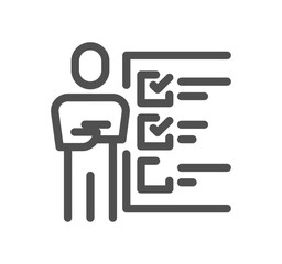 Business people meeting related icon outline and linear vector.