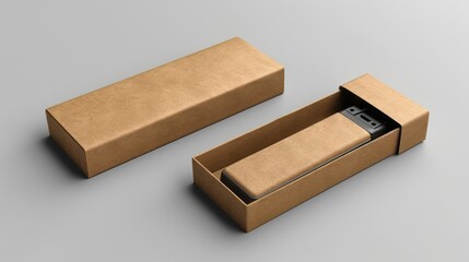 Kraft Paper Box with a Black Device Inside