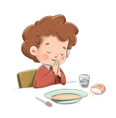 Child praying before eating