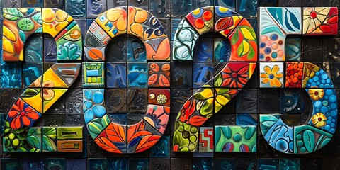 Fototapeta premium Vibrant Mosaic 2025 in Bold Colors and Patterns