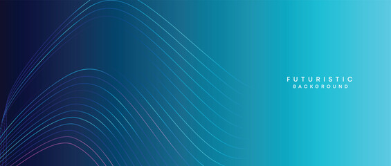 Abstract Peacock Blue, Ocean Dark Blue Technological Modern Flowing Wave Line Background. Teal Blue and Black Digital Future Technology Web Banner Background for Presentation, Cover, Slide, Magazine