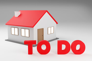 Luxury red inscription to do on grey podium, soft light, smooth background, 3d rendering