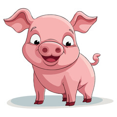 drawing simple 2d cartoon A happy pig character Vector illustration design  © DPArt