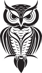 Black and white owl silhouette, vector illustration
